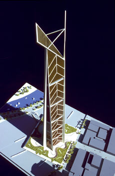 The tapered tower with photovoltaic energy collectors