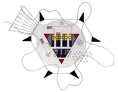 Entrance plan with shuttle elevators