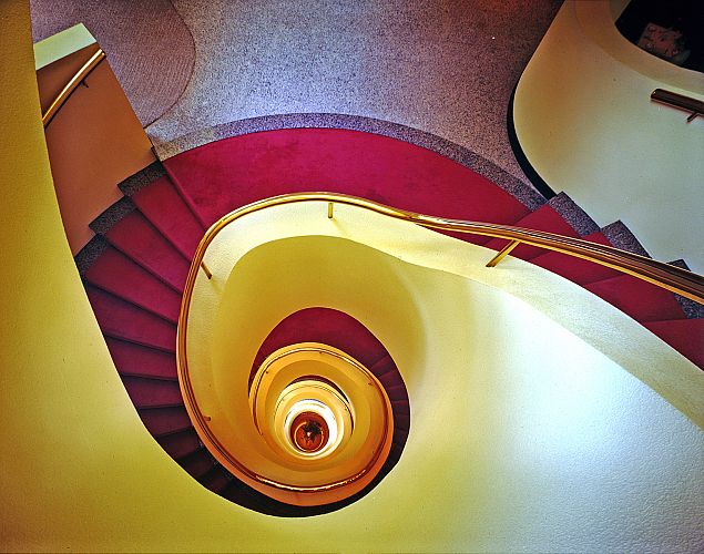 View down spiral stair case
