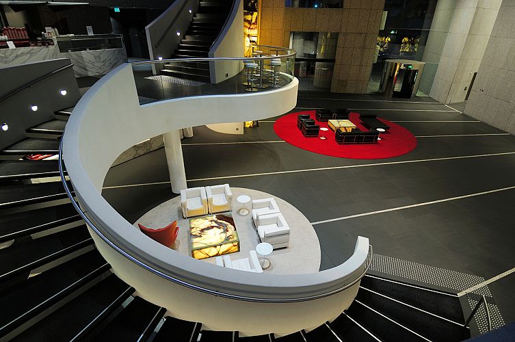 View of Spiral Stair linking the Upper and Lower Lobbies 