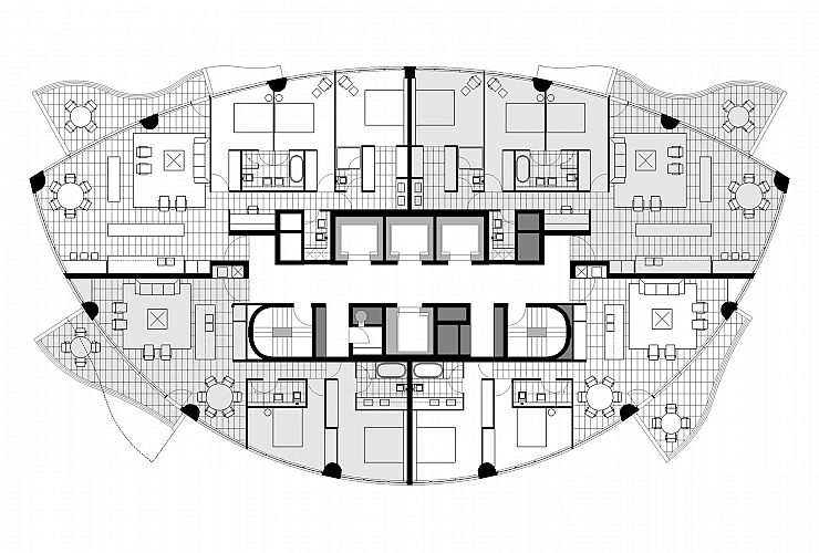 Typical Floor Plan: 2 + 3 bedroom apartments