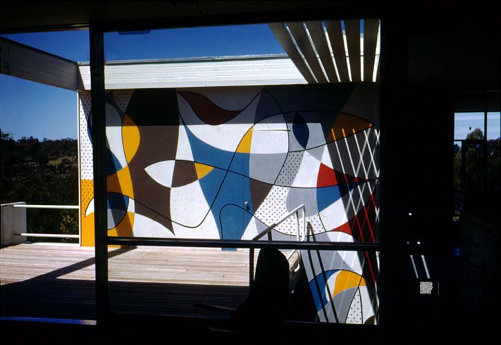 The terrace with mural by Harry Seidler